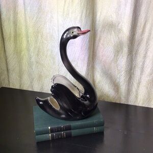Antique swan vase black swan 1959s authentic vintage (looks great with lilacs)